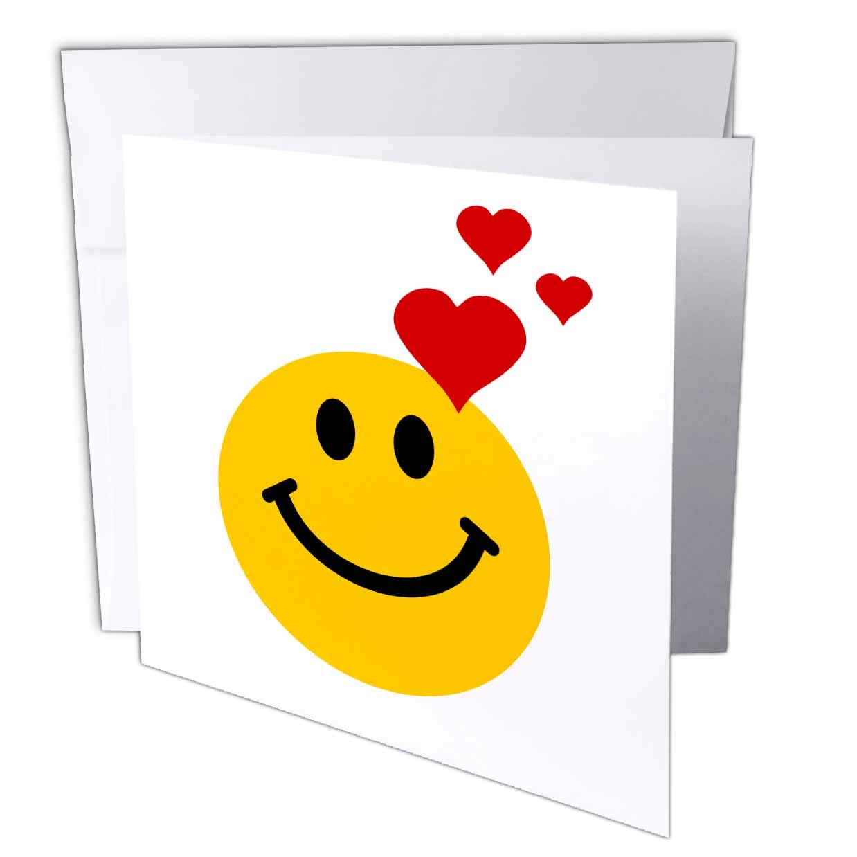 3dRose Smiley in love - happy face with romantic red hearts